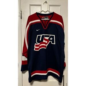 Vintage Nike Team USA Olympic Hockey Jersey, Blue, Sewn, Adult Size XL